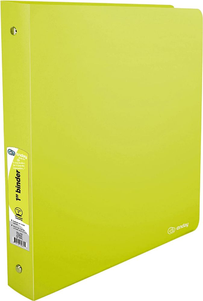 48 Wholesale 1" Matte Bright Color Poly 3-Ring Binder W/ Pocket, Green