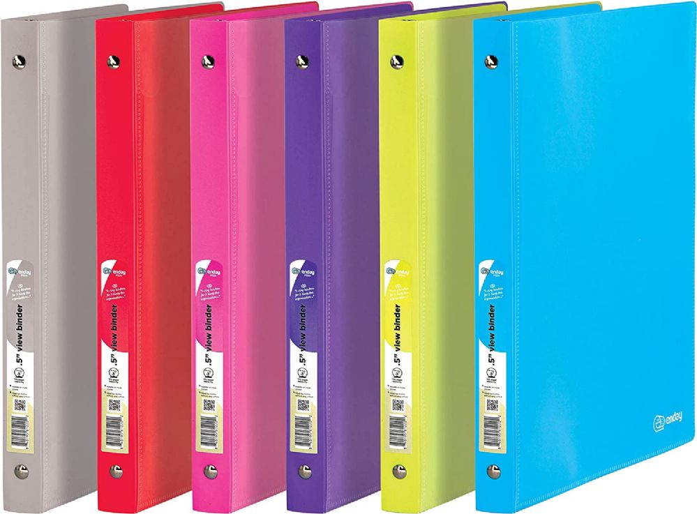 48 Wholesale 0.5" Matte Bright Color Poly 3-Ring Binder Green