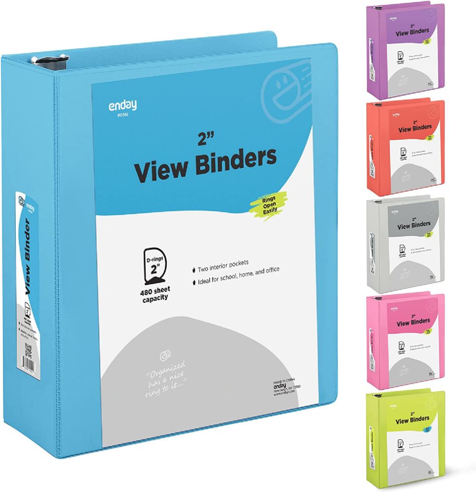 12 Wholesale 3" SlanT-D Ring View Binder W/ 2 Pockets, Blue