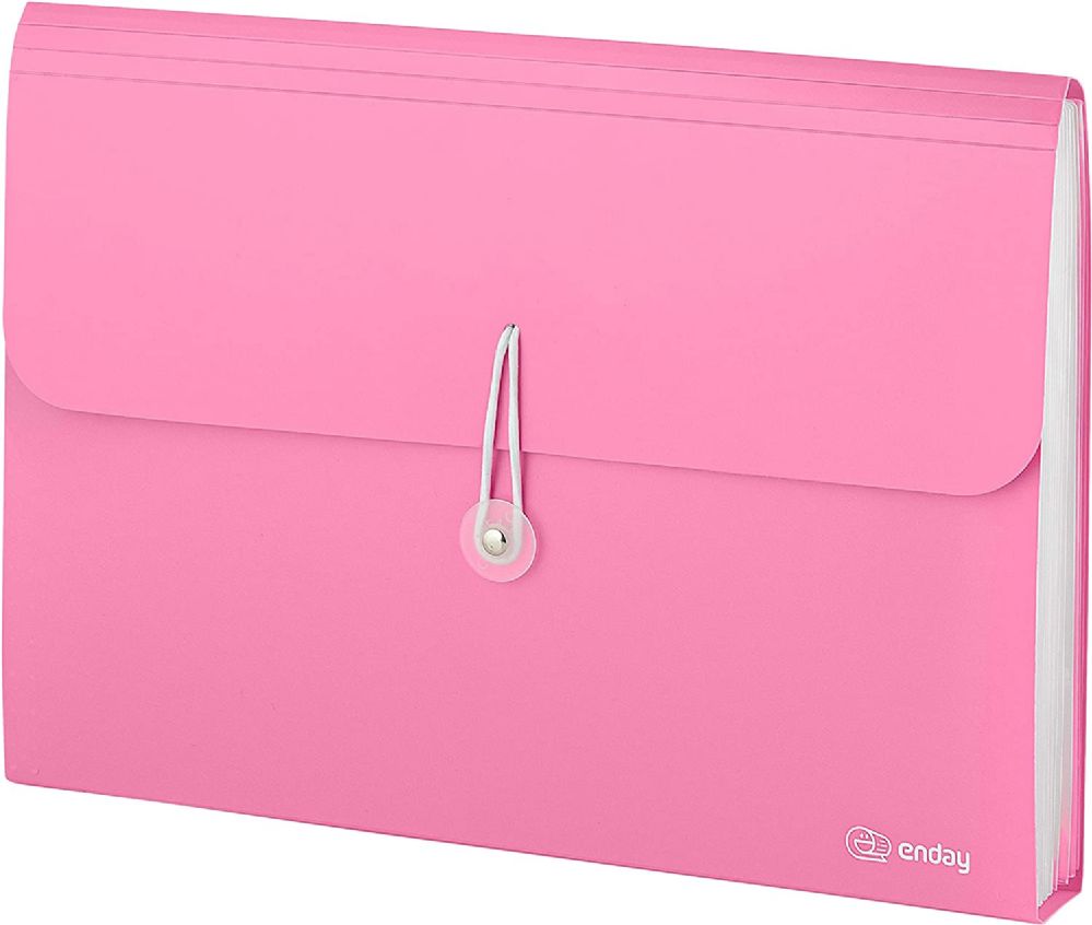 12 Wholesale 13-Pocket Letter Size Poly Expanding File, Pink
