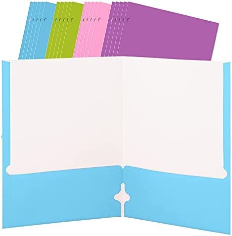 4 pieces of Paper Solid Color 2-Pockets Poly Portfolio 24 Pk.,