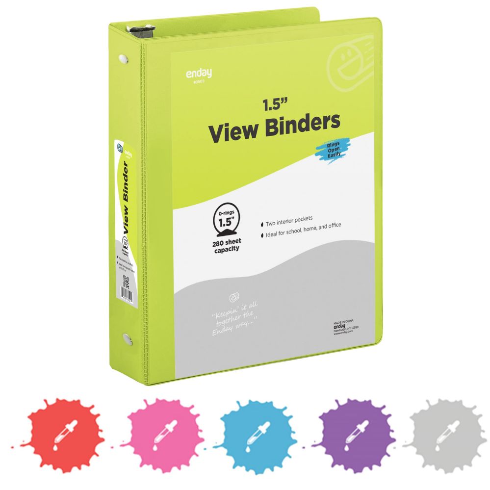 Enday 3-Inch Slant-D Ring View Binder with 2 Pockets, Gray