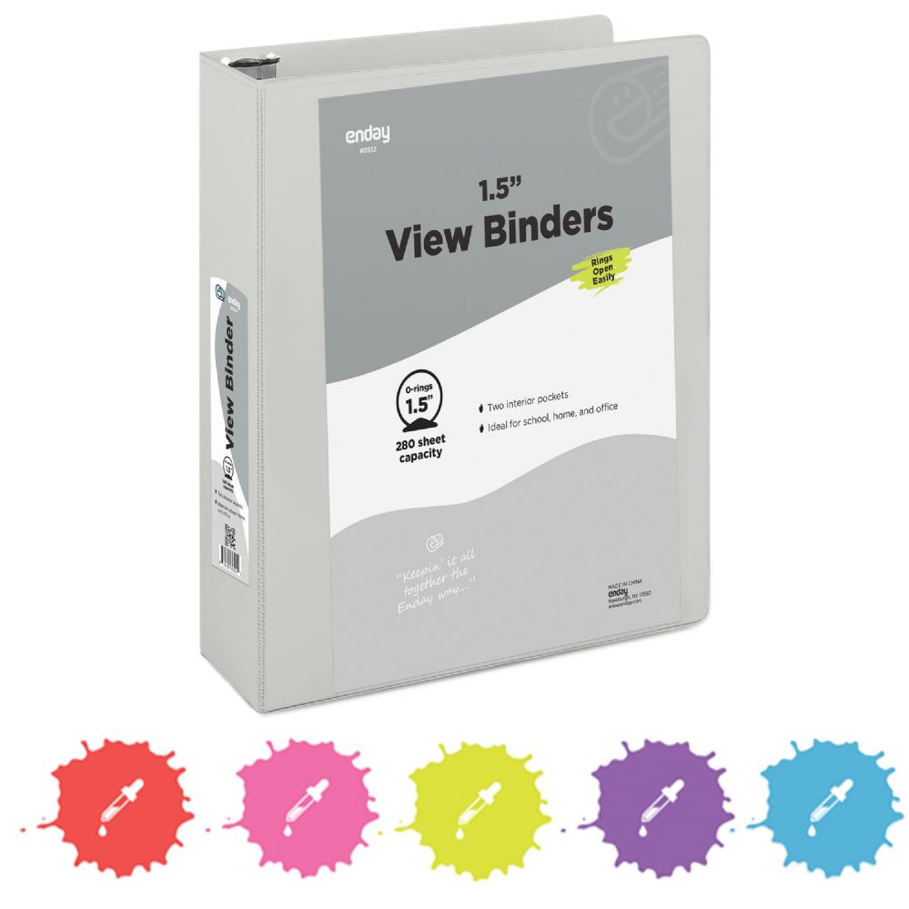 12 pieces 1.5" 3-Ring View Binder W/ 2-Pockets, Gray - Binders