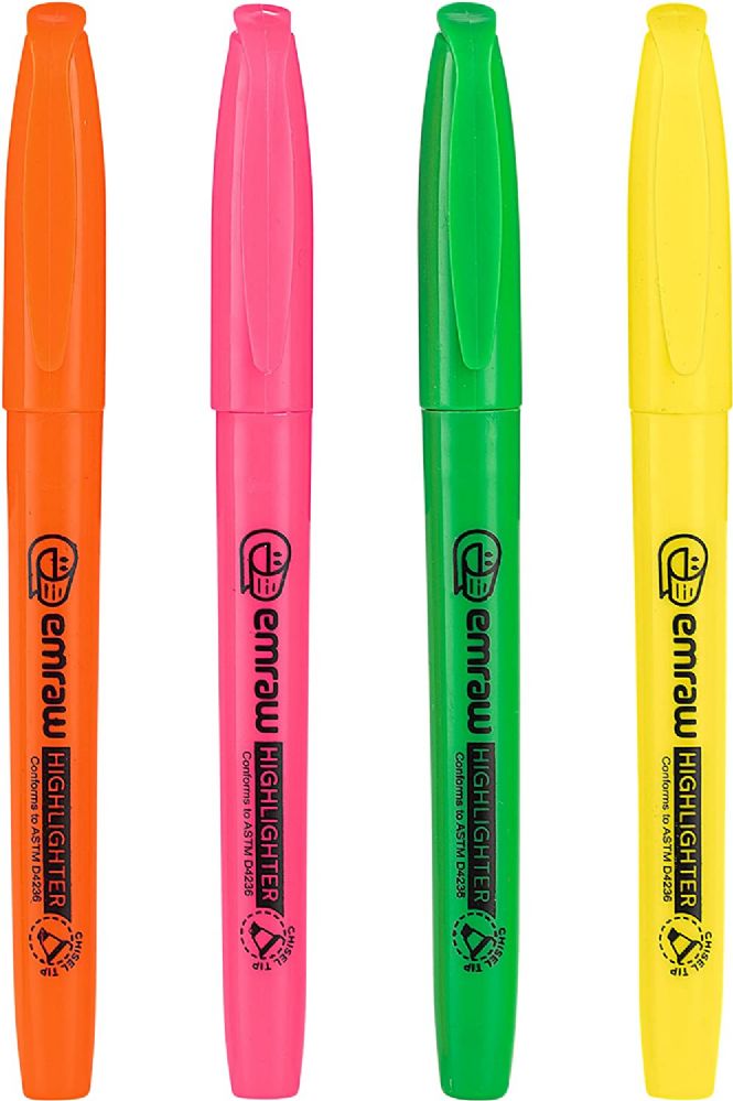 72 pieces Pen Style Fluorescent Highlighter With Pocket Clip 4pk - Highlighter