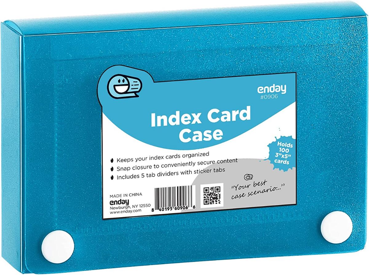 144 Pieces of 3" X 5" Index Card Case Holds 5 Tab Dividers Blue