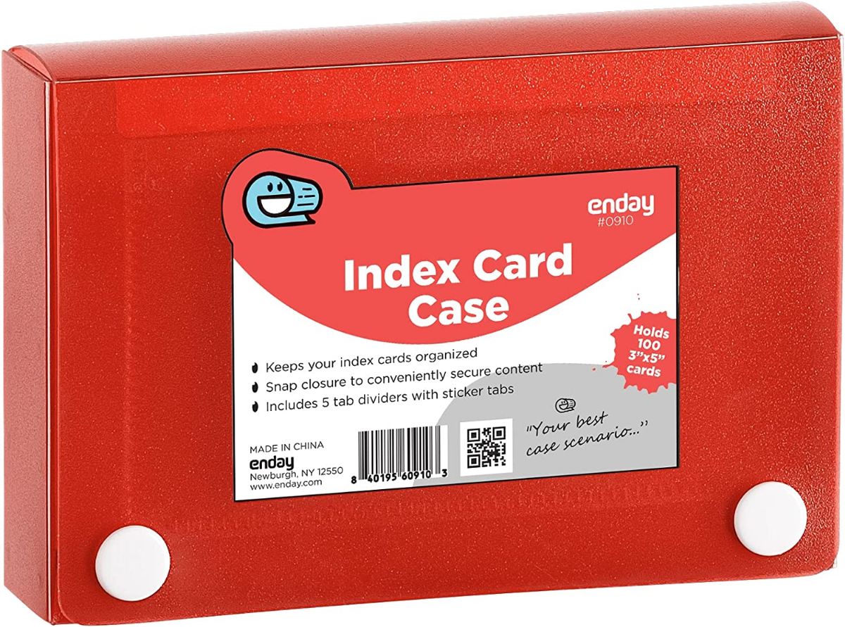 144 Pieces of 3" X 5" Index Card Case Holds 5 Tab Dividers Red