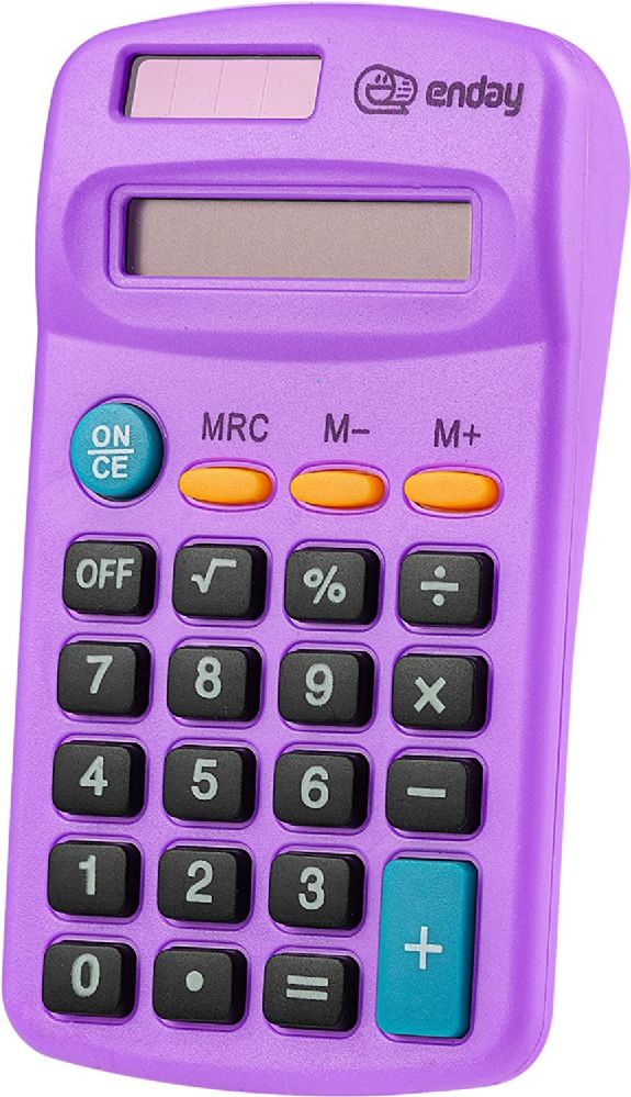 24 pieces of 8-Digit Dual Power Pocket Size Calculator, Purple