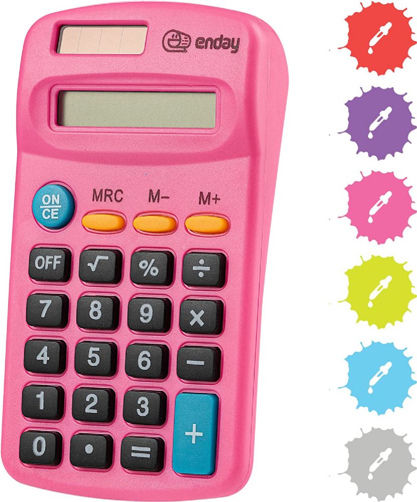 24 pieces of 8-Digit Dual Power Pocket Size Calculator, Pink