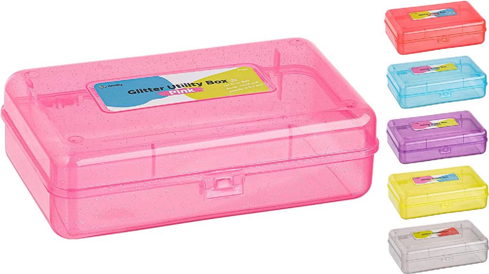 24 pieces Glitter Bright Color Multipurpose Utility Box, Pink - Storage & Organization