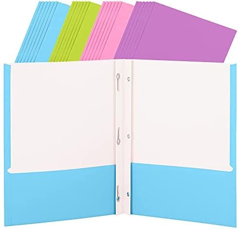 4 pieces Paper 2-Pockets Poly Portfolio W/ 3 Prongs 24 Pk., - Folders & Portfolios