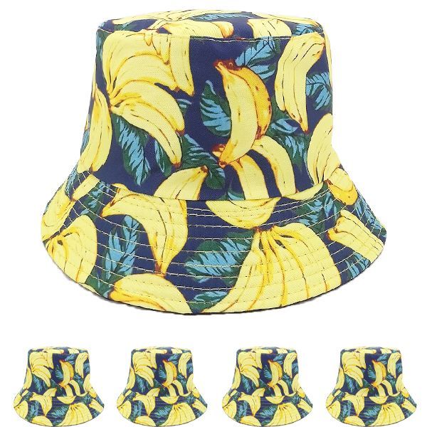 24 Wholesale Bananas Print Style Double Sided Wearable Bucket Hat at