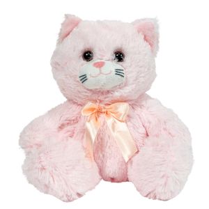 12 Pieces of 7 Inch Plush Pink Cat With Bow