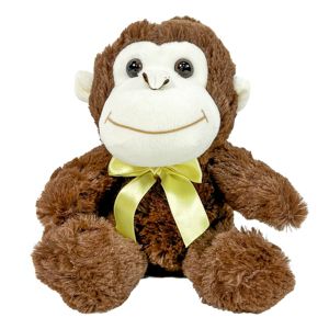 12 Pieces of 7 Inch Plush Brown Monkey With Bow