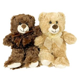 12 Pieces of 11 Inch Plush Natural Bear With Bow