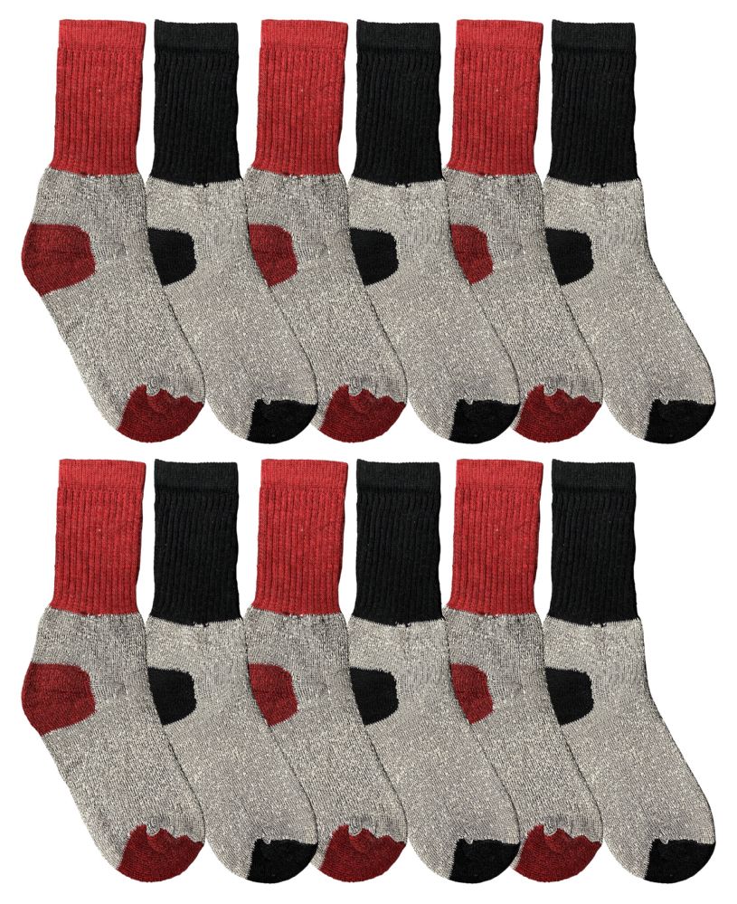 48 Wholesale Yacht & Smith Cotton Thermal Crew Socks , Cold Weather Kids Thermal Socks Size 6-8