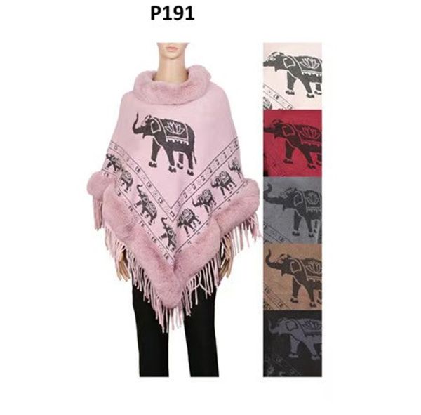 12 Pieces Women's Elephant Pullover Sweaters, Oversized Turtleneck Sweaters Poncho, High Neck Loose Shawl Wrap - Winter Pashminas and Ponchos
