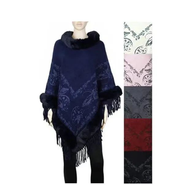 12 Pieces Women's Faux Fur Pullover Sweaters, Oversized Poncho Loose Shawl Wrap - Winter Pashminas and Ponchos