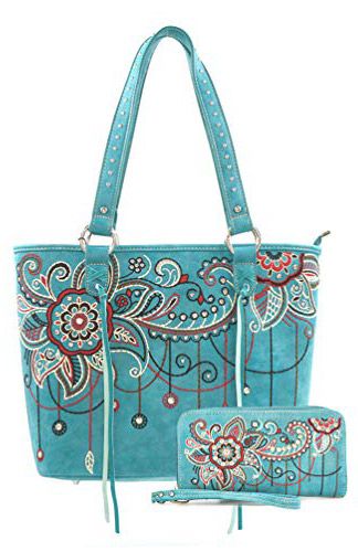 2 Wholesale Montana West Embroidered Floral Handbag With Matching