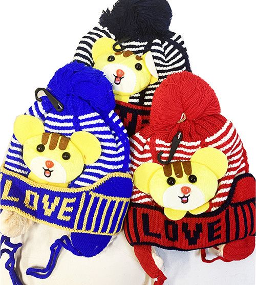 36 Pieces Love Bear Kids Thermal Hat With Ear Flaps - Junior / Kids Winter Hats