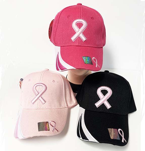 Breast Cancer Awareness Fitted Hat Pink Ribbon Baseball Cap 