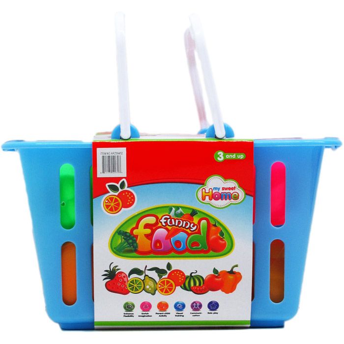 12 Pieces of 10pc Pretend Food In 9.75" Plastic Basket