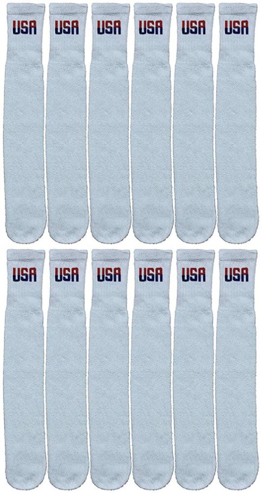 300 Wholesale Yacht & Smith Men's Cotton 31 Inch Terry Cushioned Athletic White Usa Logo Tube Socks Size 13-16
