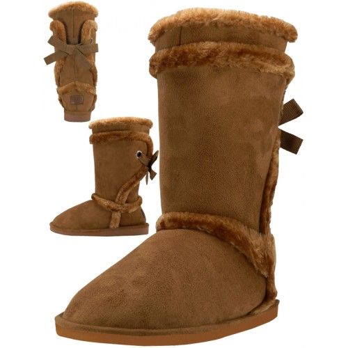18 Wholesale Wholesale Women's Comfortable Microfiber Faux Fur Lining Winter Boots Beige Color