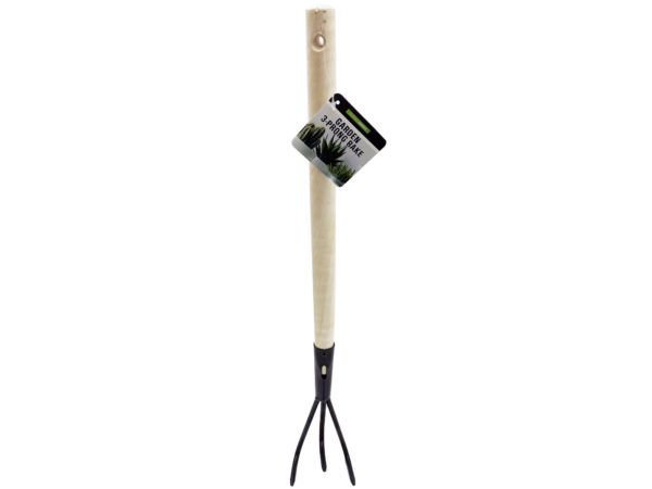 24 pieces of 18.5 In 3-Prong Garde Rake With Wooden Handle