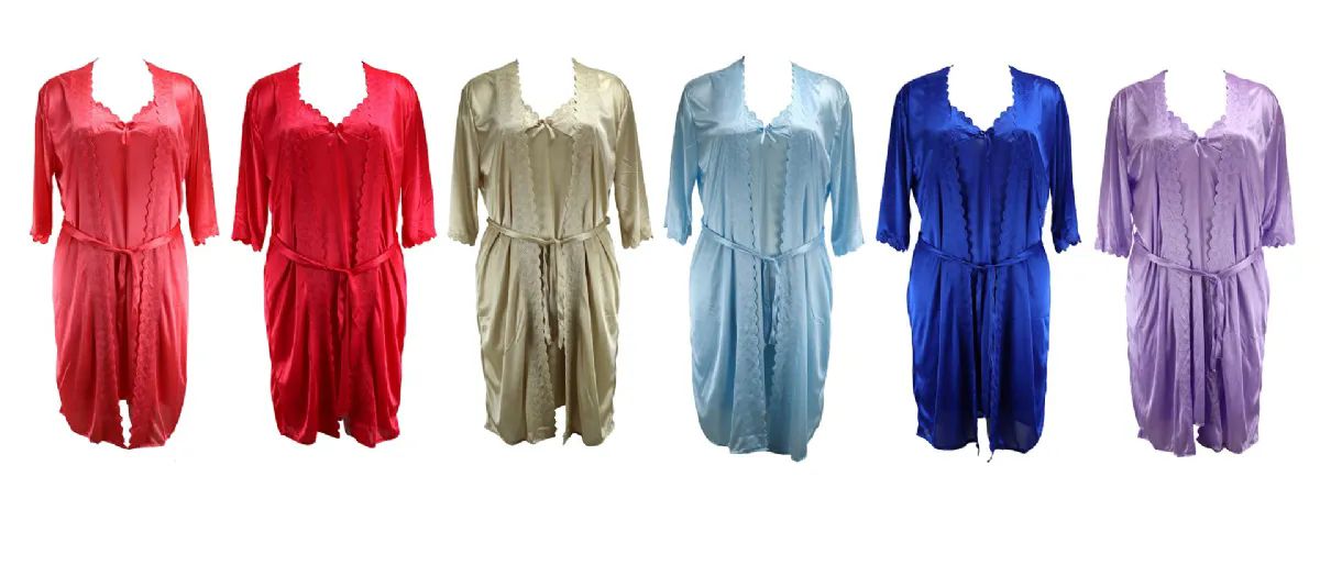 18 Pieces of 2 Piece Set Silky Pajama Assorted