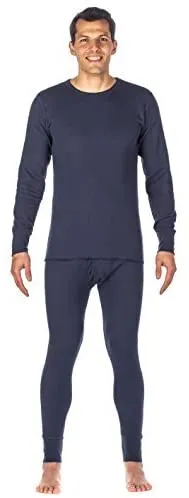 12 Wholesale Yacht & Smith Mens Cotton Heavy Weight Waffle Texture Thermal Underwear Set Navy Size M