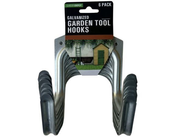 12 Wholesale 6 Pack Extra Large Galvanized Garage And Garden Hooks - at 