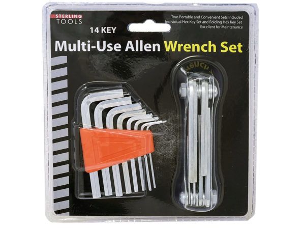 24 pieces of 14 Key MultI-Use Allen Wrench With 8 Assorted Hex Keys
