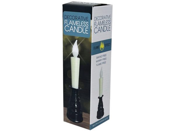 8 pieces of BatterY-Operated Push Action Led FakE-Flame Taper Candle And Base