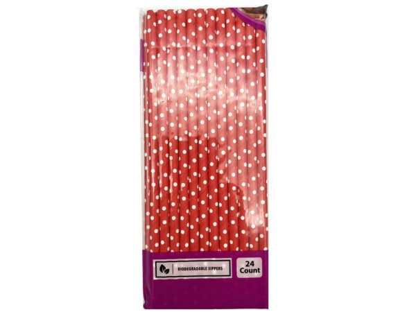 72 pieces of 24 Count Stylish Paper Straws In Pink