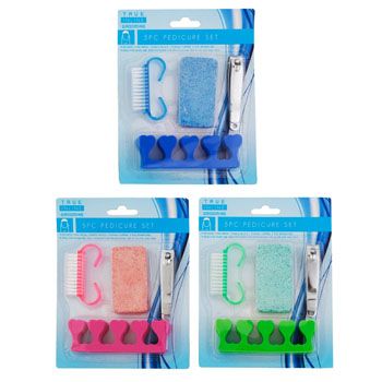 48 Pieces Pedicure Set 5pc 3ast Colors Pumice Clip Brush Seperators Hba 