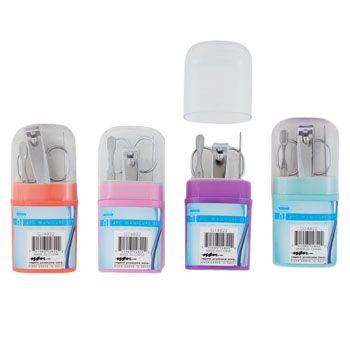 48 Wholesale Manicure Set 4pc With Plastic Case Scissor/clipper/file/pusher 4ast Clrs Hba Label