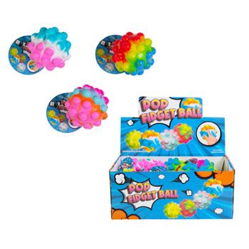 24 pieces of Fidget Popper Ball 2.6in Asst MultI-Colors/24pc Pdq ht