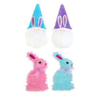 24 Pieces of Easter Tinsel Decor 4ast Gnome/bunny