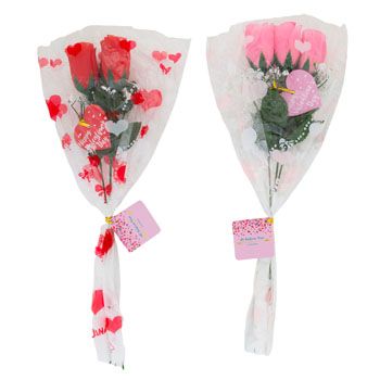 24 pieces Roses Artificial 3pc 2ast Clrs Cello Wrap & Paper Tag ...