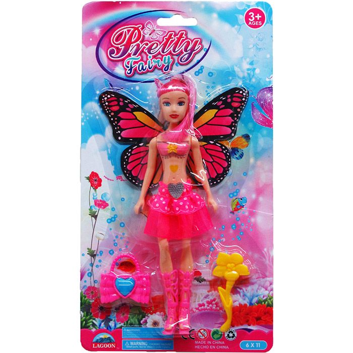 72 Pieces 7.75" Fairy Doll On Blister Card, Assorted Colors - Dolls