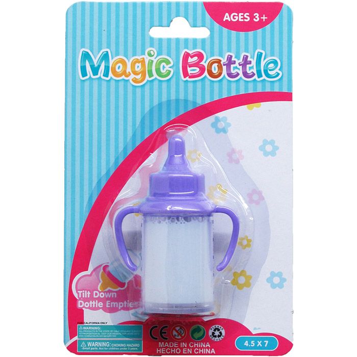 72 Wholesale 3.25" Magic Toy Baby Bottle On Blister Card, 2 Assorted Styles