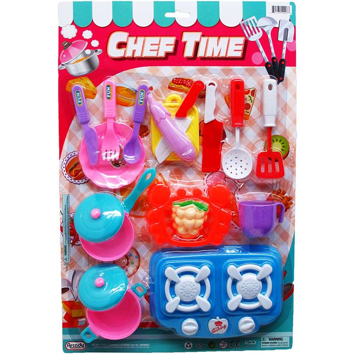 12 Pieces 18pc Kitchen Play Set On Blister Card - Girls Toys