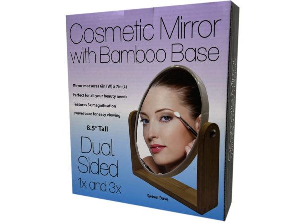 6 pieces 3x Magnification DoublE-Sided Cosmetic Mirror With Bamboo Base - Personal Care Items