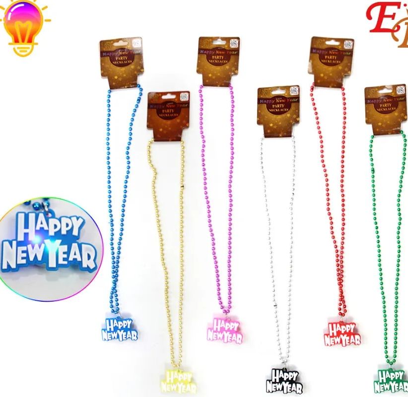 96 Wholesale 20 Inch New Year Light Up Necklace
