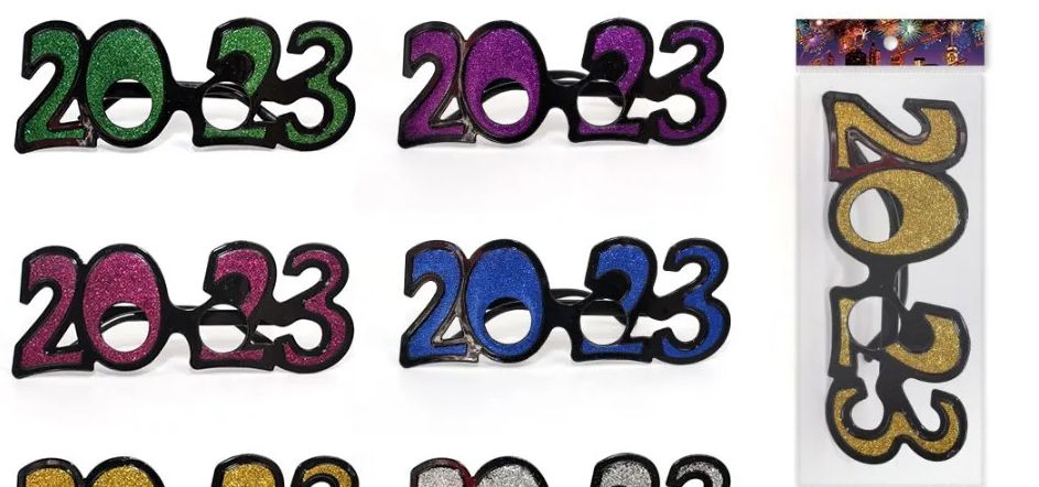120 Wholesale 2023 New Year Glasses With Glitter