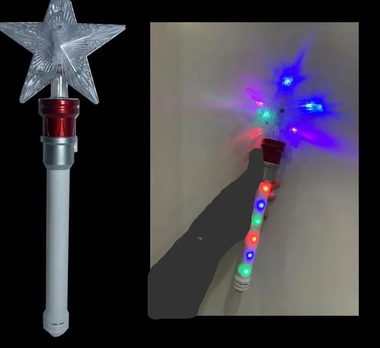 24 Wholesale Spinning Star Wand With Light And Battery