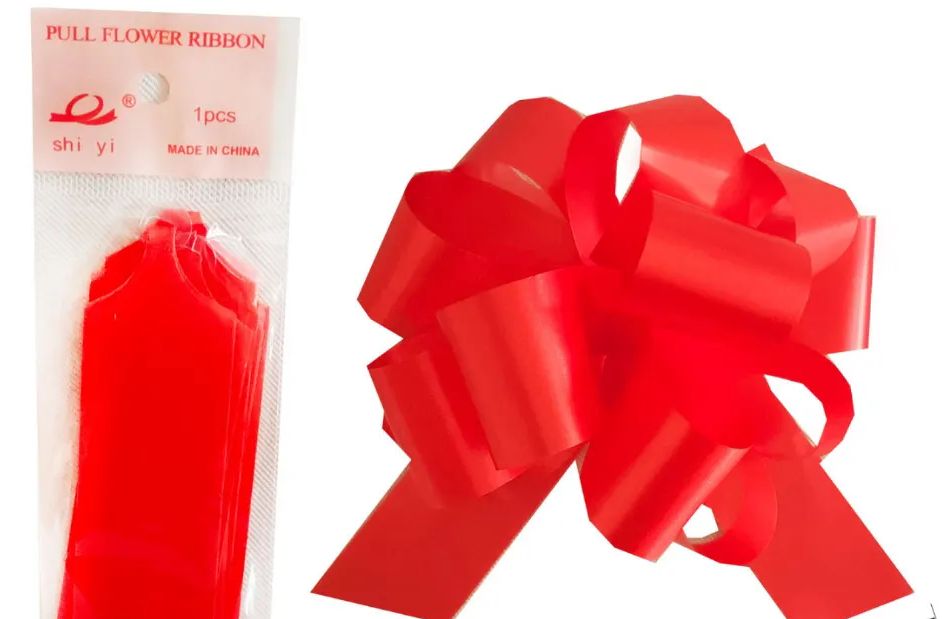 12 Pieces 1.2 Inch Big Red Pull Flower Ribbon - Gift Wrap - at 