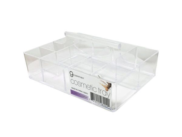 12 pieces of 9 Compartment Acrylic Cosmetic Organizer With Carrying Handle
