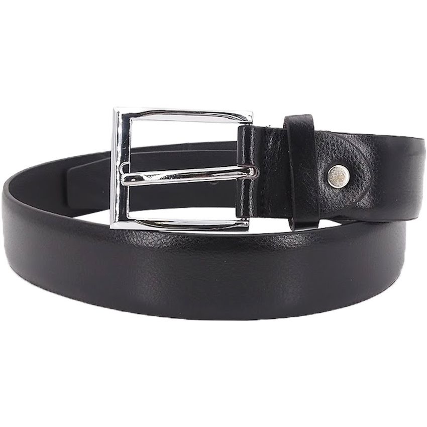 12 Pieces Black Men's Belt With Silver Hardware Assorted Sizes - Belts