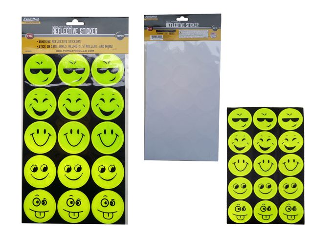 96 Pieces of 15pc Reflective Stickers Adhesive 2 Inches Smiley